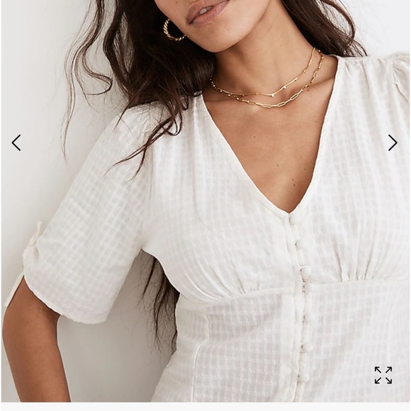 Tie-sleeve Evie Top in Textured Gingham - Size 4 - Picture 2 of 8